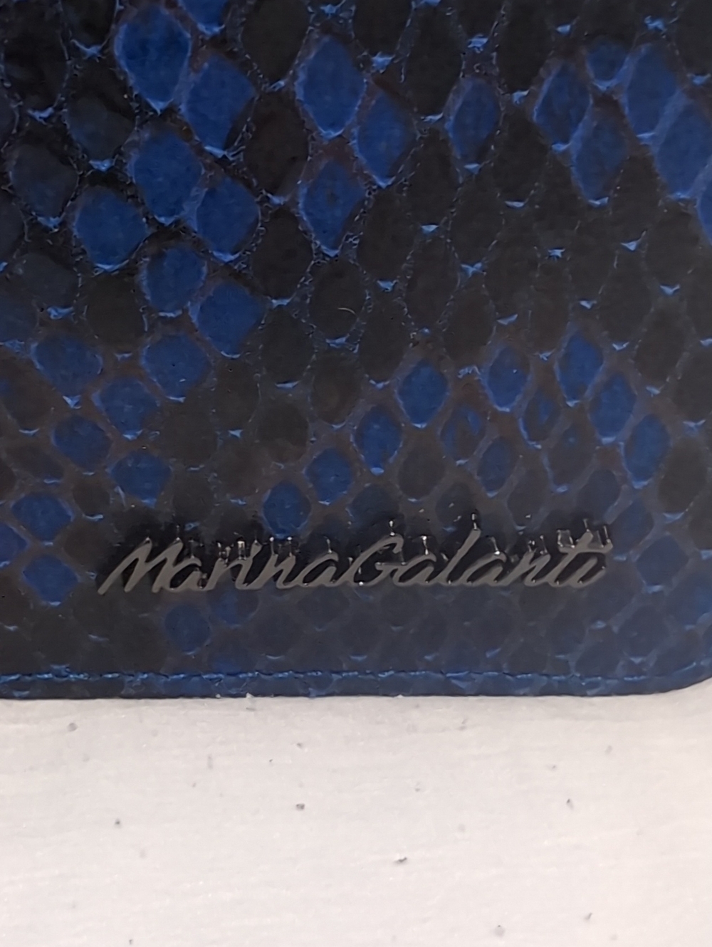 Designer Navy Python-Embossed Chain Shoulder Bag - Picture 3 of 10